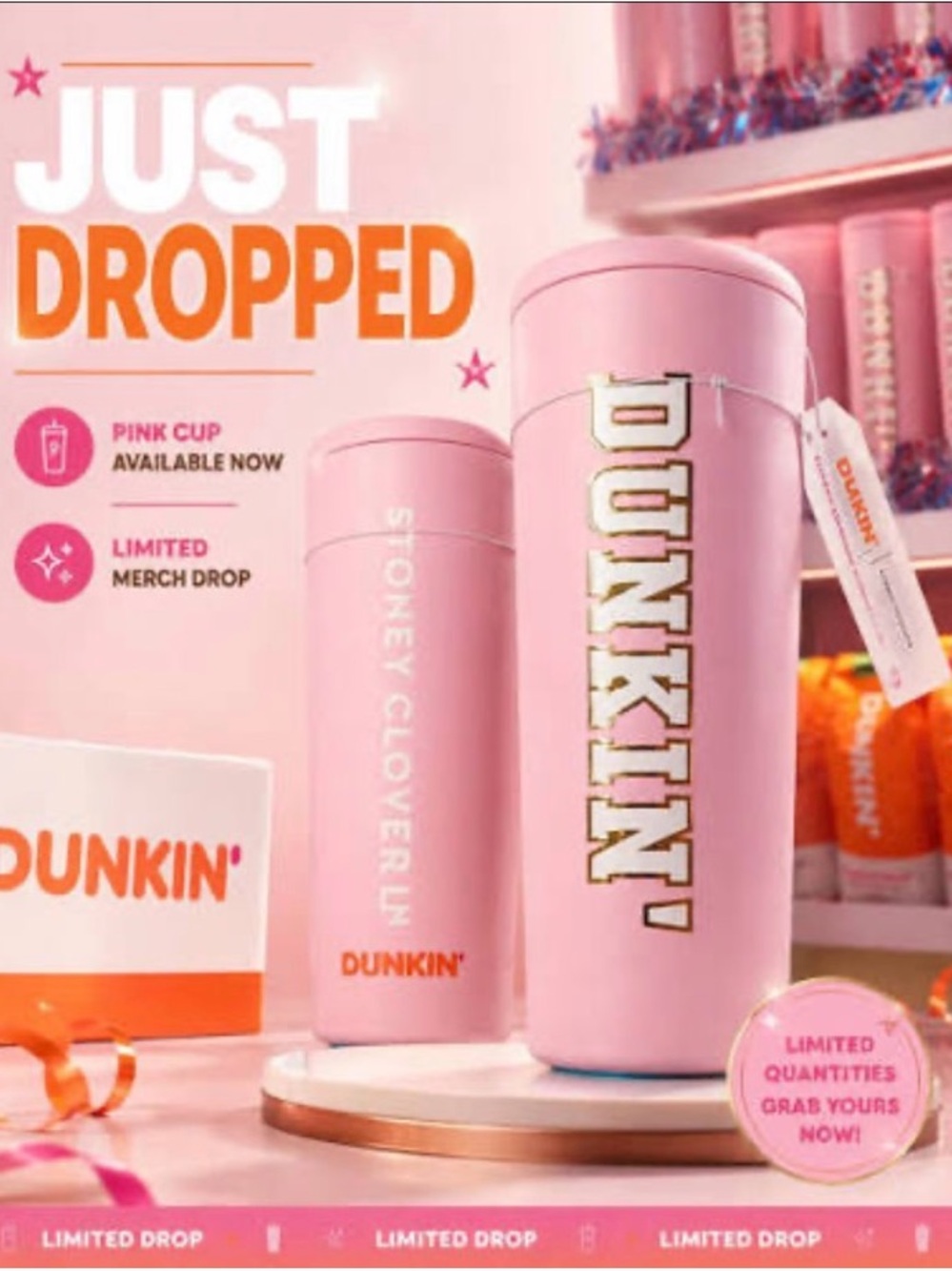 Stoney Clover Lane x Dunkin' Pink Tumbler with Straw - Picture 4 of 4